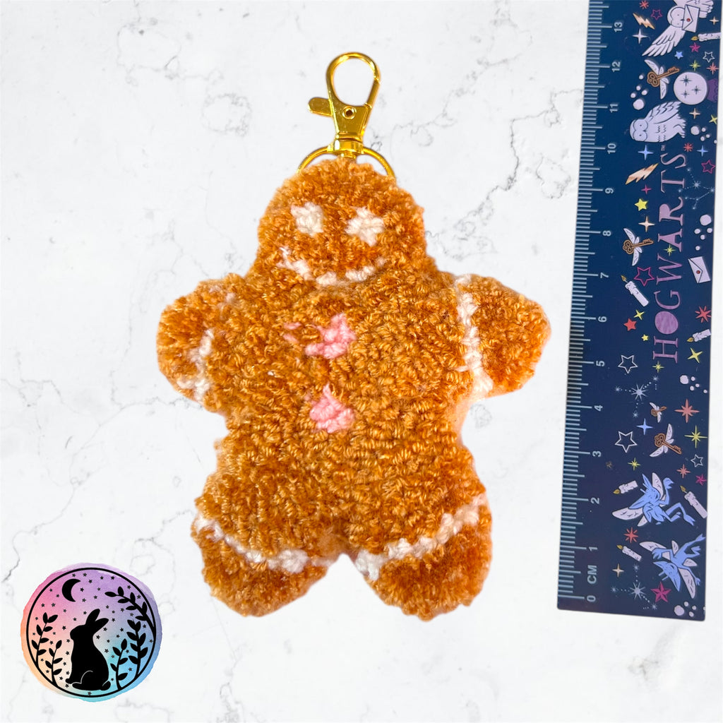Gingerbread Punch Needle Keyring
