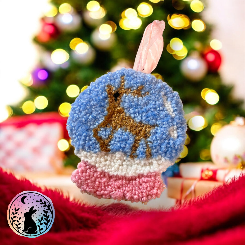 Reindeer Snow Globe Punch Needle Decoration