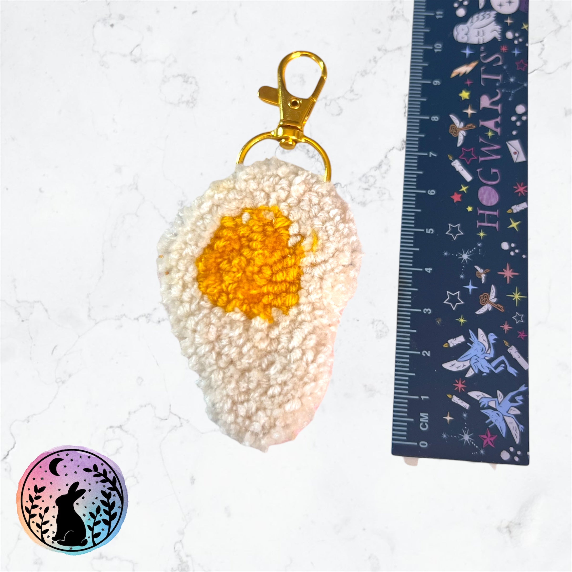 Fried Egg Punch Needle Keyring