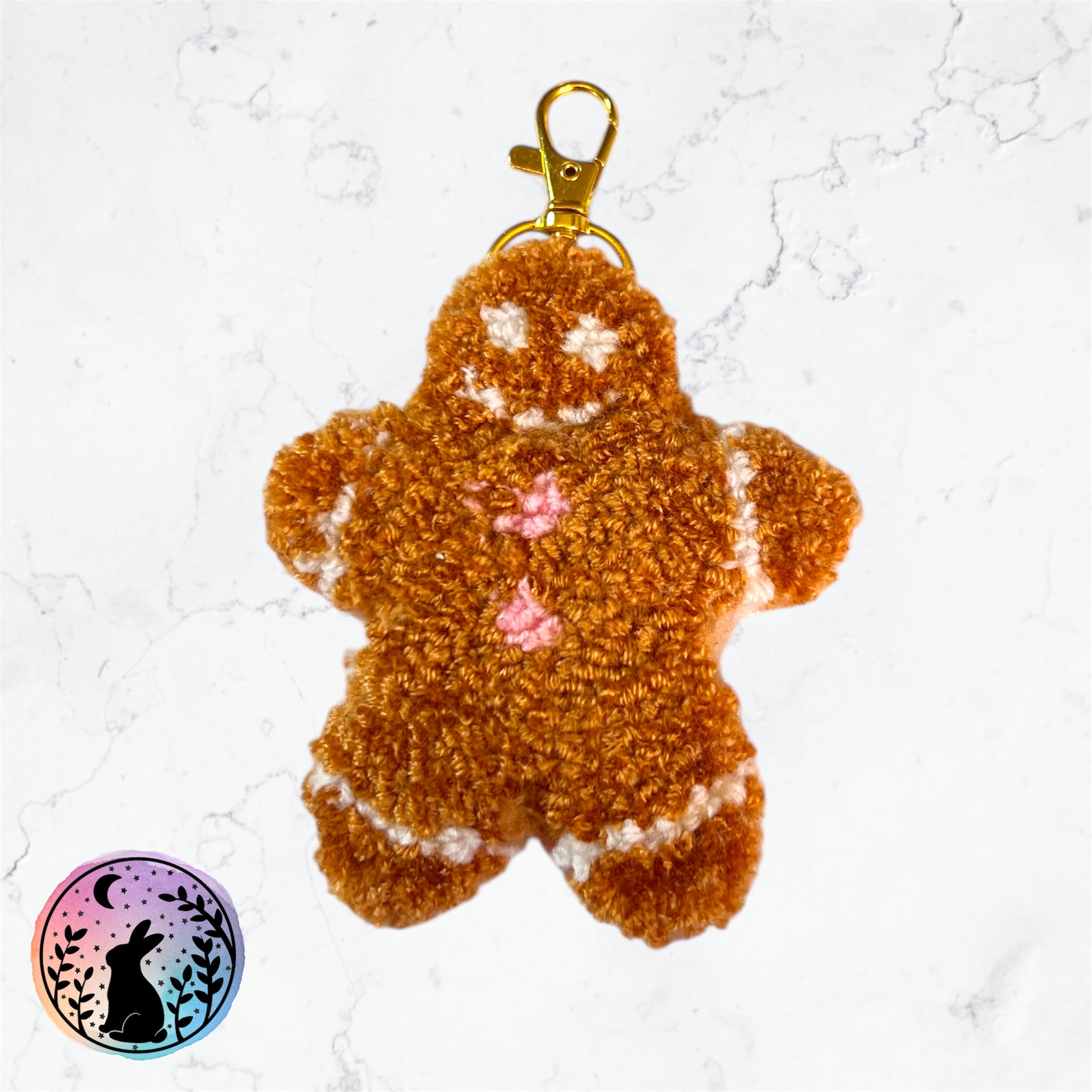 Gingerbread Punch Needle Keyring