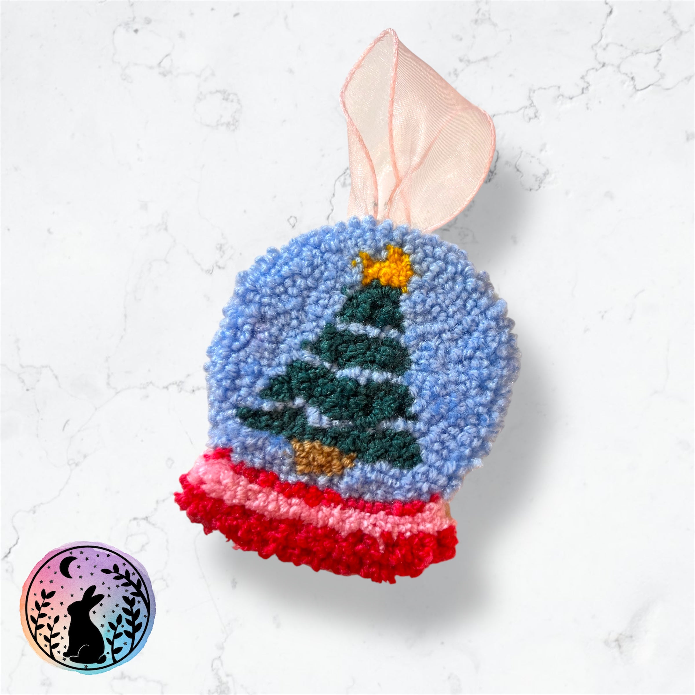 Christmas Tree Snow Globe Punch Needle Decoration