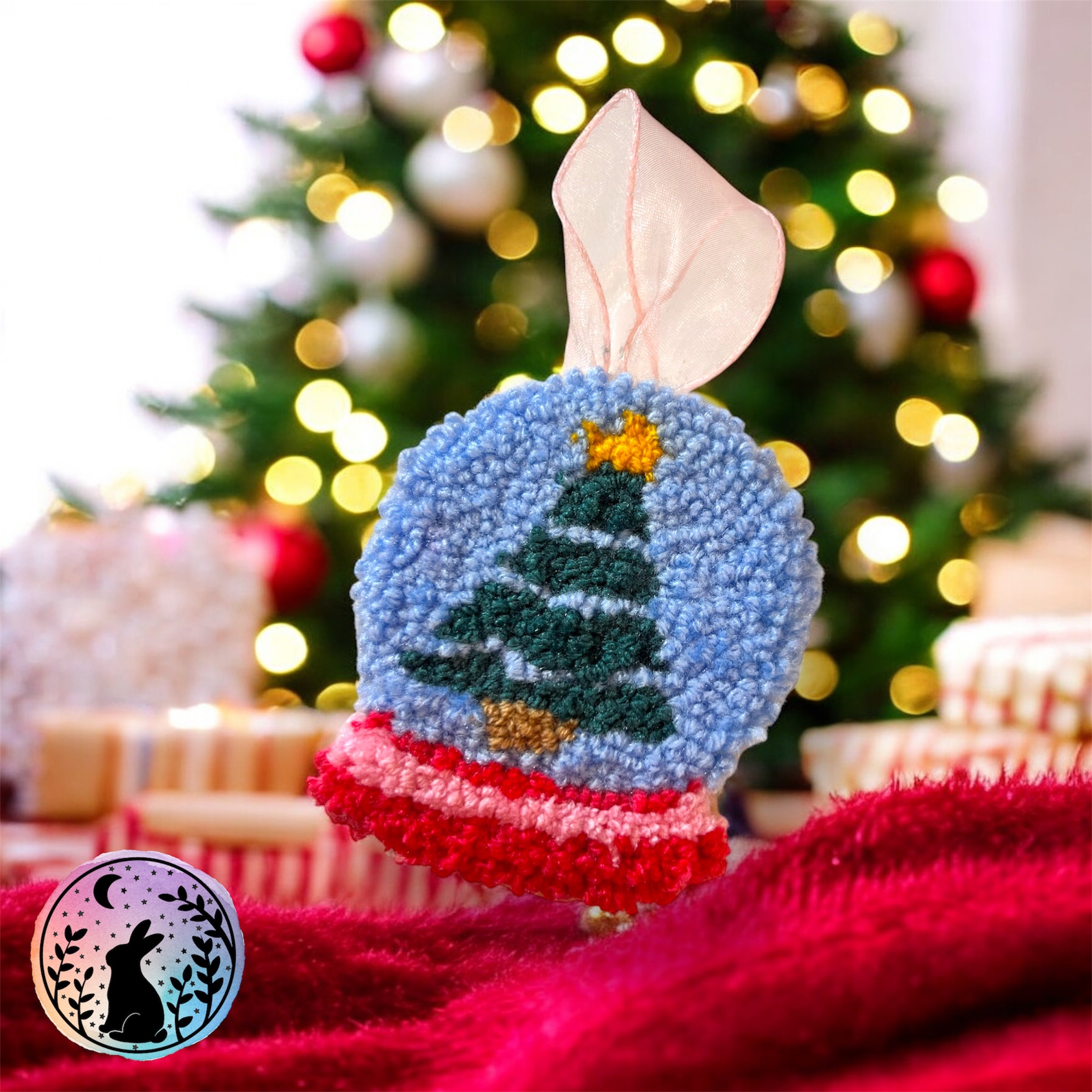 Christmas Tree Snow Globe Punch Needle Decoration