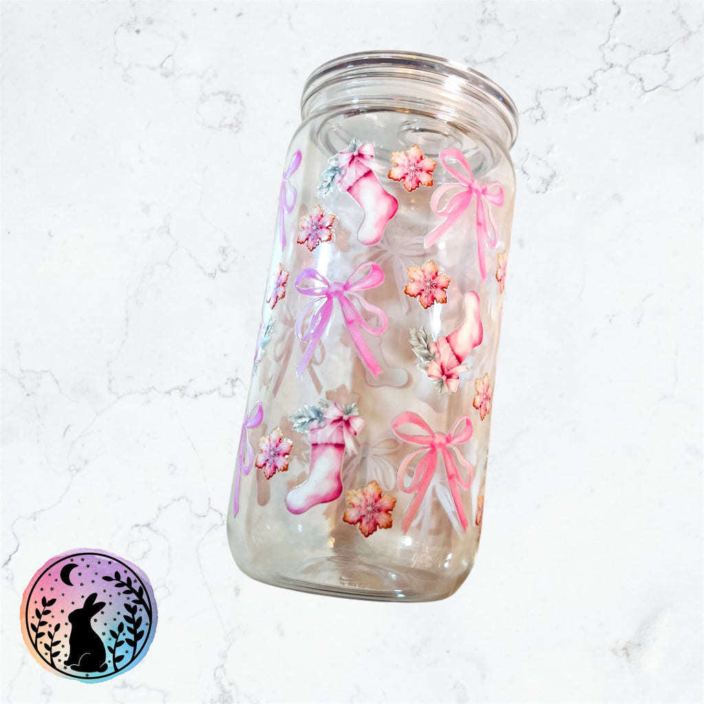 Christmas Stocking and Pink Bows Tumbler