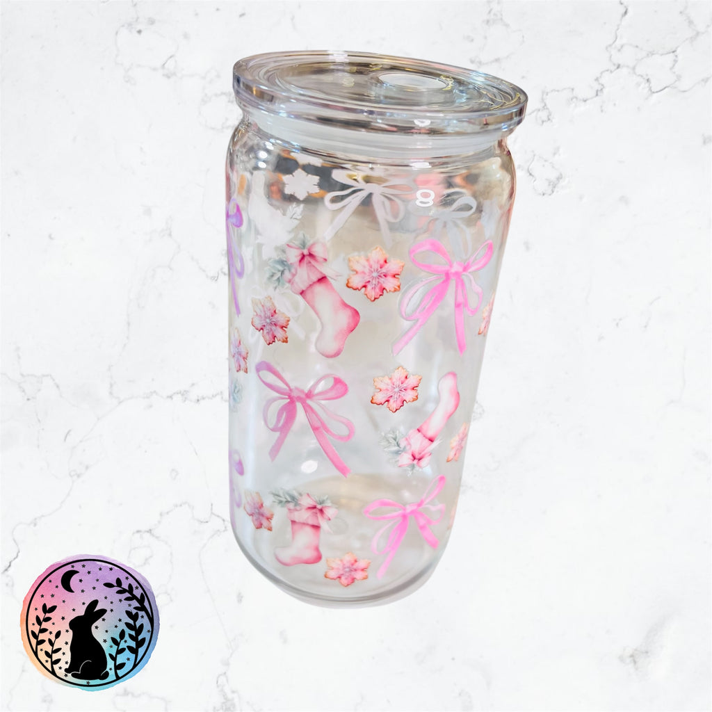 Christmas Stocking and Pink Bows Tumbler