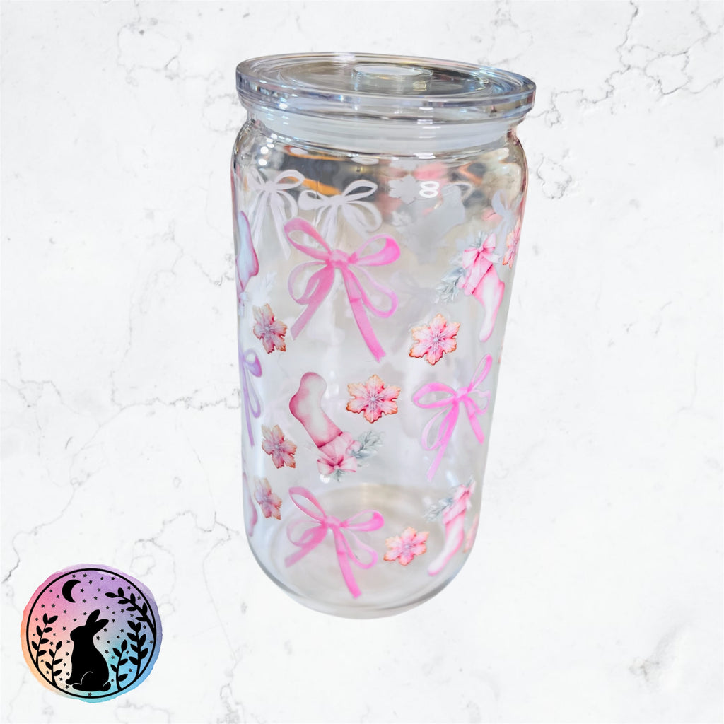 Christmas Stocking and Pink Bows Tumbler