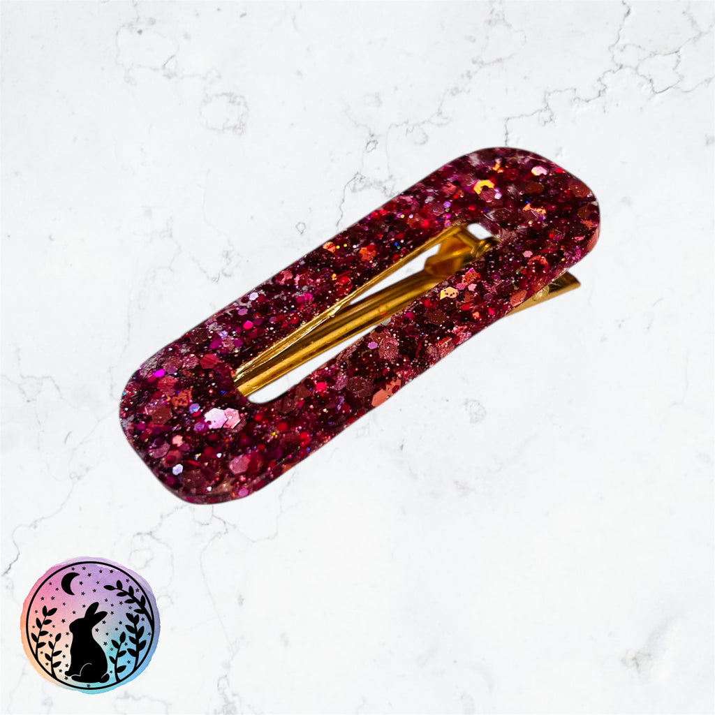 Pink Glitter Resin Hair Clip
