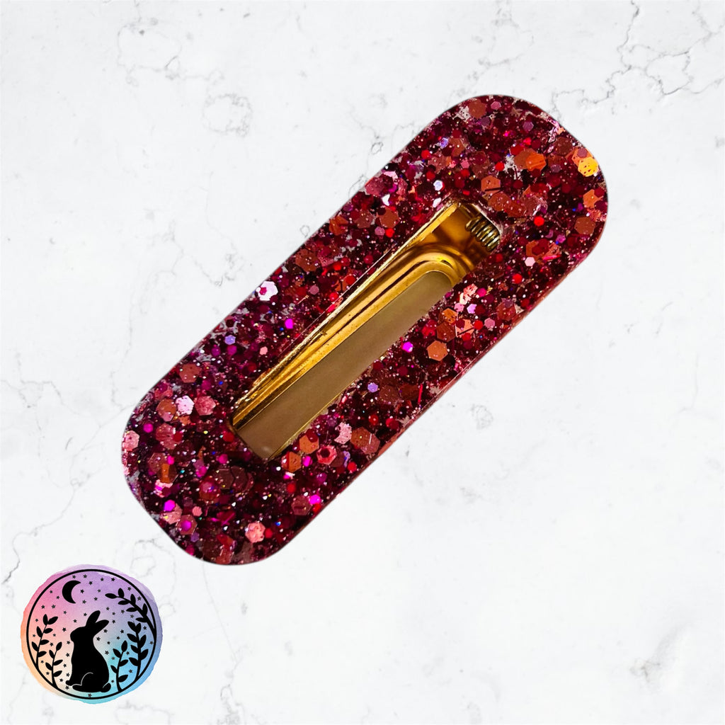 Pink Glitter Resin Hair Clip