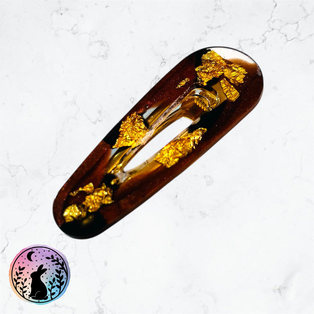 Red and Gold Resin Hair Clip