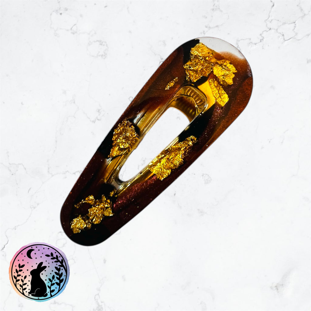 Red and Gold Resin Hair Clip